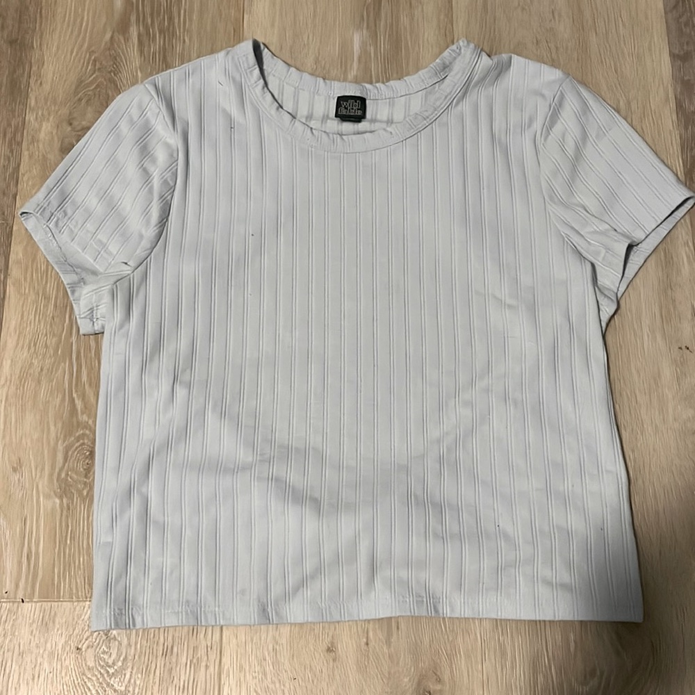 Baby blue tee with open back